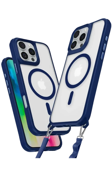 Newface Apple iPhone 16 Pro Max Kılıf Enka Magsafe Silikon Kılıf - Lacivert ürün görseli 1