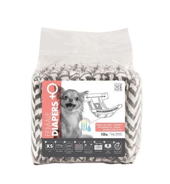 M-PETS DIAPERS DİŞİ KÖPEKLER İÇİN KÜLOT (XS) 10LU ürün görseli 1
