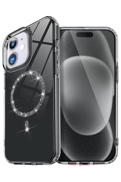 Newface Apple iPhone 11 Live Diamond Magsafe Kapak - Siyah ürün görseli 1