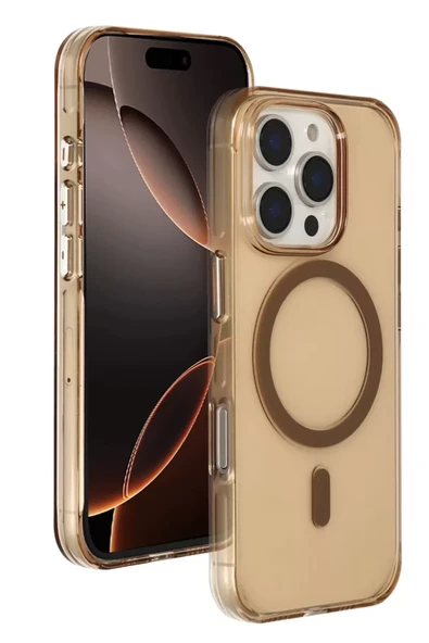 Joko Apple iPhone 16 Pro Max Gleam PC Sert Magsafe Kılıf - Şeffaf-Gold ürün görseli 1
