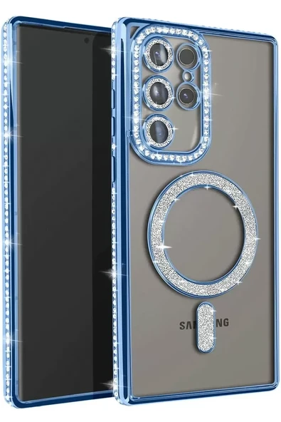 Newface Samsung Galaxy S23 Ultra Joke Simli Magneticsafe Kılıf - Mavi ürün görseli 1