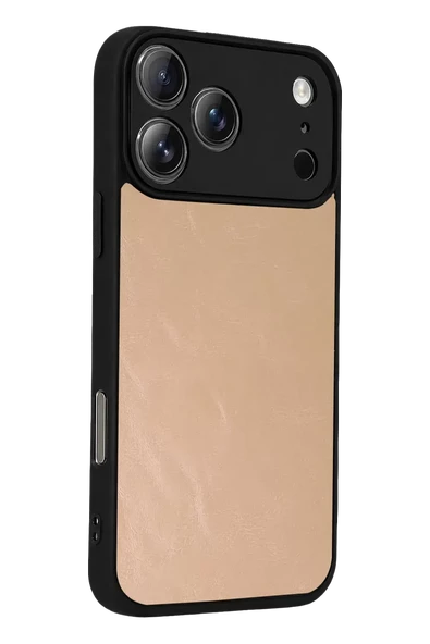 Newface Apple iPhone 17 Pro Aras Deri Kapak - Pudra - Resim 3