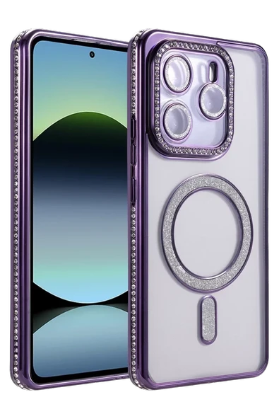 Newface Xiaomi Redmi Note 14 4G Joke Simli Magneticsafe Kılıf - Derin Mor ürün görseli 1