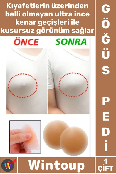 #GöğüsPedi Yapışkanlı Yeniden Kullanılabilir İnce Görünmez Ten Renk Nipel Silikon Göğüs Ucu Kapatıcı ürün görseli 1