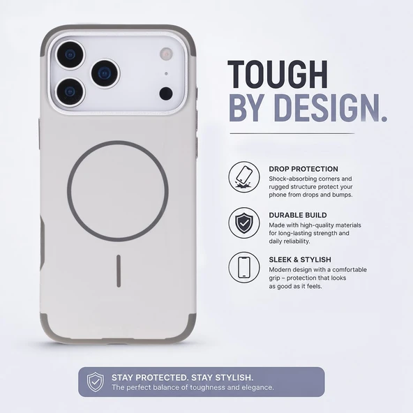 Koen iPhone 17 Pro Uyumlu MagSafe Kılıf – Kablosuz Şarj Destekli, Köşe Koruma Darbe Emici, Şeffaf Mat Premium Telefon Kılıfı, Taş Rengi ürün görseli 1