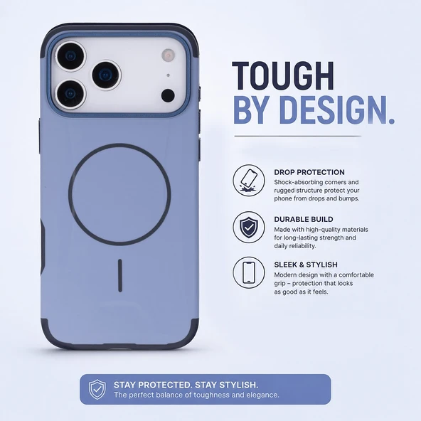 Koen iPhone 17 Pro Max Uyumlu MagSafe Kılıf – Kablosuz Şarj Destekli, Köşe Koruma Darbe Emici, Şeffaf Mat Premium Telefon Kılıfı, Mavi ürün görseli 1