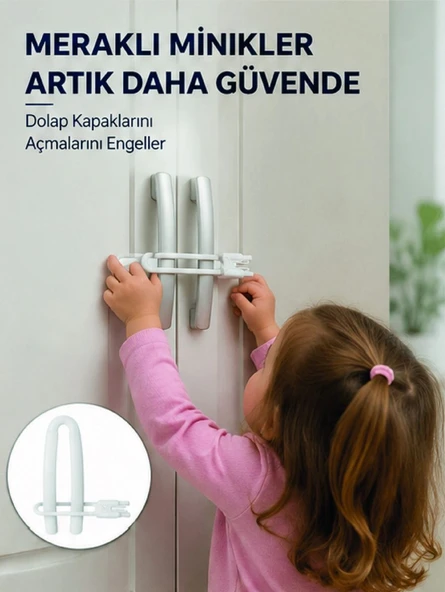 4 Adet Dolap Emniyet Kilidi Çocuk Güvenliği İçin Güçlü ve Dayanıklı Set ürün görseli 1