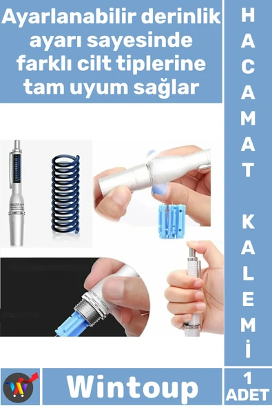 #HacamatKalemi Profesyonel Uçlu Çelik Mekanizmalı Set 3 İğneli Hacamat kalemi 100 Adet İğne Hediyeli ürün görseli 1