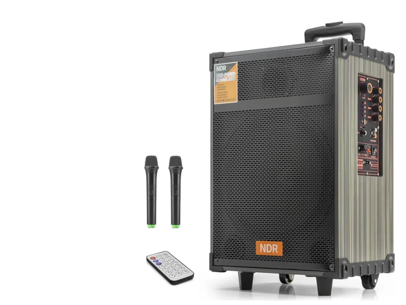 Bluetooth Hoparlör Fm Radyo 12 Inç Usb Tf Aux Çift Mikrofonlu Kumandalı - Siyah NDRC12 ürün görseli 1