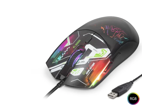 Mouse 7200 Dpi Rgb Geometrik Desenli - Siyah G306B ürün görseli 1