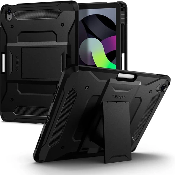 Spigen iPad Air 10.9" (2022 / 2020) Kılıf Tough Armor Pro Black ürün görseli 1