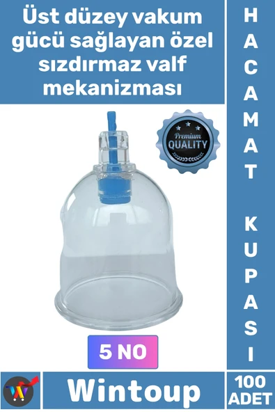 #Hacamat Vakumlu Hijyenik Tıbbi Kalite Şeffaf Tek Kullanımlık Sert 5 Numara Hacamat Kupası 100 Adet ürün görseli 1