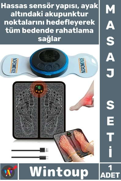 #Masaj EMS Masaj Kas Geliştirici Kan Dolaşımı Hızlandırıcı Şarjlı Katlanır Six Ped Ayak Tens Cihazı ürün görseli 1