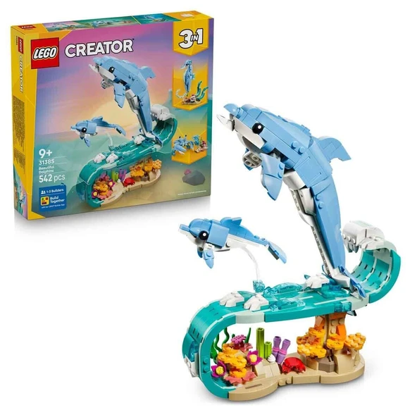 31385 Creator 3In1 Deniz Hayvanları: Güzel Yunuslar 542 Parça +9 Yaş ürün görseli 1