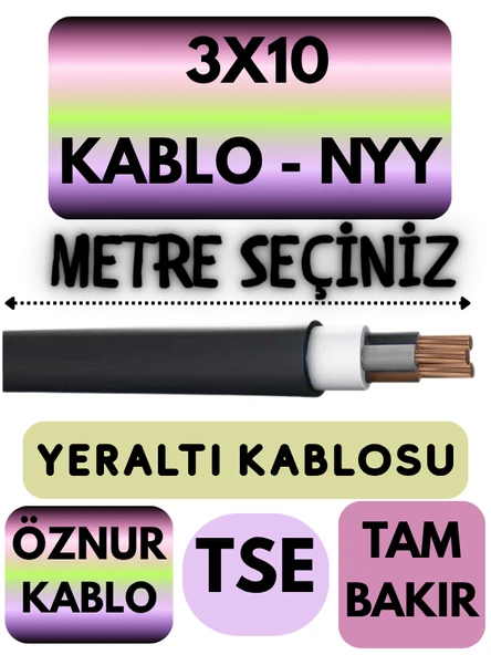 Öznur 3X10 NYY (Yeraltı Kablosu) Metre Seçenekli ürün görseli 1