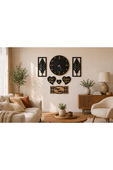 Salon duvar saati kişiye özel tasarım konbinli 40 cm MRC HEDİYE SEPETİ no:950 ürün görseli 1