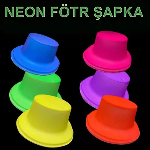 Neon Partisi Pembe Renk Plastik Fötr Şapka ürün görseli 1