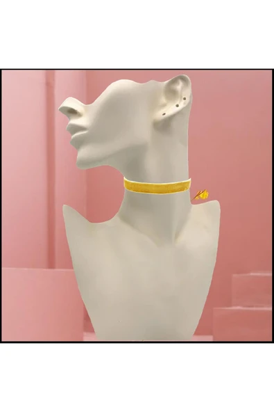 Somon Rengi Kadın Kadife Choker Kolye ürün görseli 1