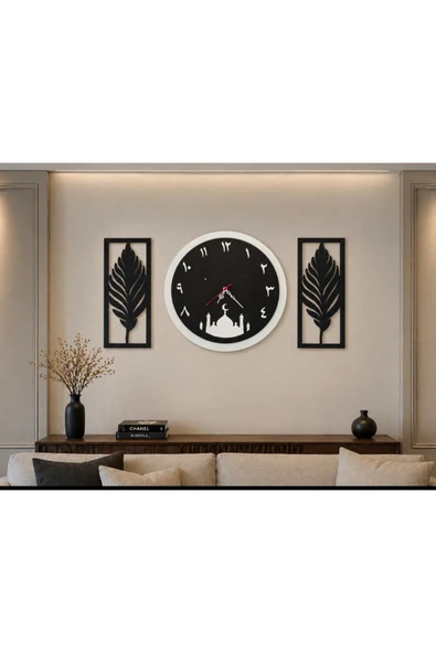 Cami temalı şık duvar saati 40 cm no4035 - Resim 3