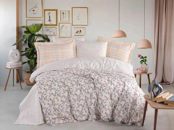 Hobby Çift Kişilik Poplin Nevresim Lola Somon ürün görseli 1