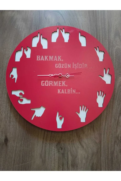 işaret dili temalı // kişiye özel isim veya söz Yazılı DUVAR SAATİ MRC HEDİYE SEPETİ no:1142 ürün görseli 1