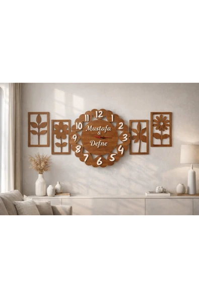 Salon duvar saati 40 cm çok şık kalp temalı kişiye özel MRC HEDİYE SEPETİ no:875 ürün görseli 1