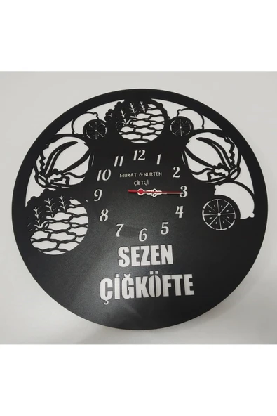 ÇİĞ KÖFTE ciler için ÖZEL TASARIM saat Kişiye Özel isim yazılı Hediye ürün görseli 1