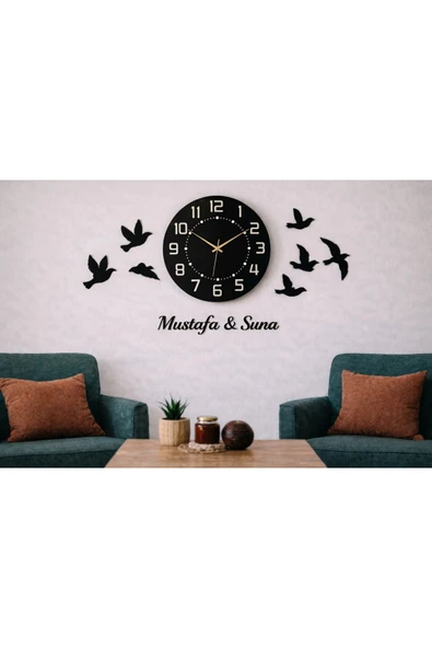Duvar saati 40 cm modern ve şık tasarım kuşlar 8 adettir no144 ürün görseli 1