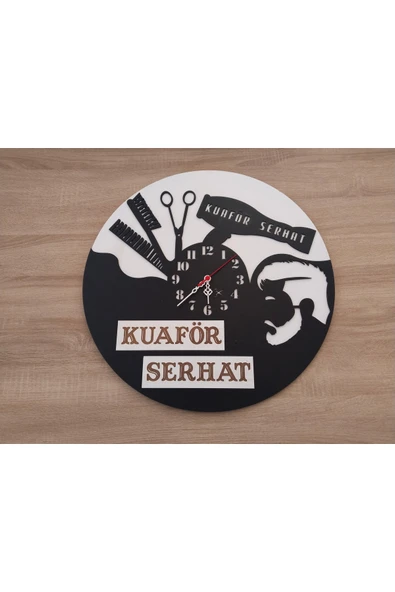 Kuaforler için Şık ve modern duvar saati no1042 ürün görseli 1