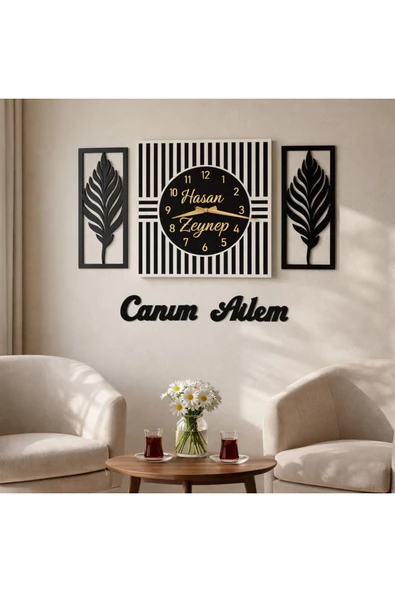 Salonlarıniza şıklık katacak modern duvar saati 40 cm kişiye özel no 30038 ürün görseli 1