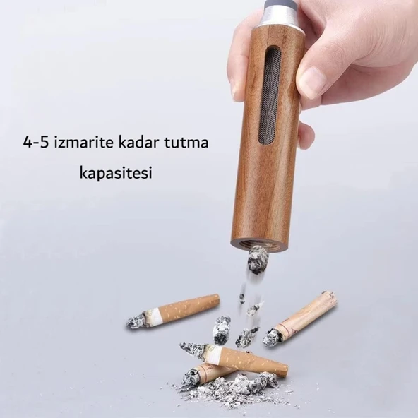 Taşınabilir Küllük - Ahşap Tasarımlı - İzmarit Hazneli ürün görseli 1