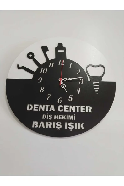 Dişçi,Diş hekimi, için tasarım iş yeriduvar saati kişiye özel isim ürün görseli 1