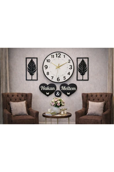 Salon Duvar saati 40 cm çiçekler 30 cm kişiye özel no156 ürün görseli 1