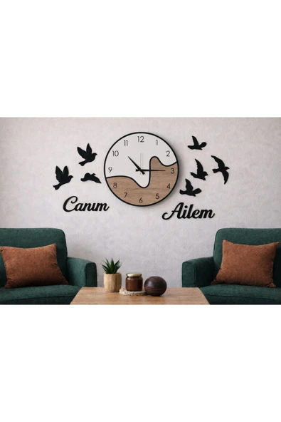 Duvar saati modern ve şık 40 cm kuş temalı 8 adettir no 105 ürün görseli 1