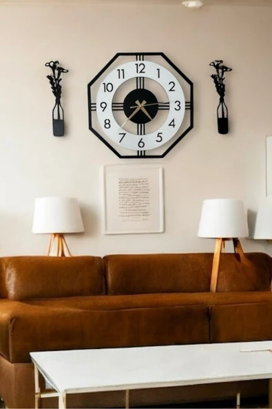 Lazer Kesim MDF Duvar Saati - 40x40 cm - Çiçek Hediye - Şık Dekoratif Saat ürün görseli 1