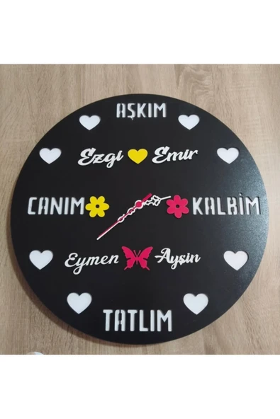 Salon veya oda için sevgiliye özel duvar saati no37 ürün görseli 1
