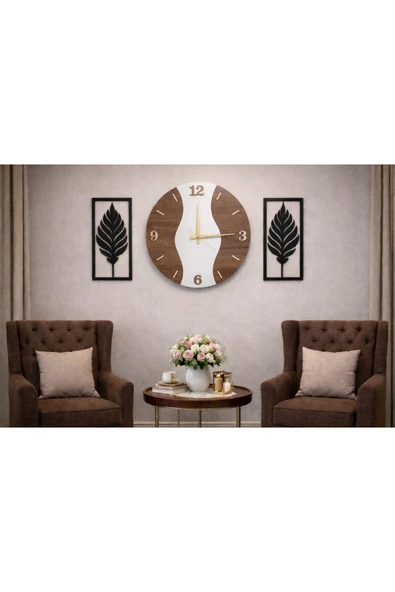 Duvar saati 40 cm çiçekler 30 cm şık modern no150 ürün görseli 1