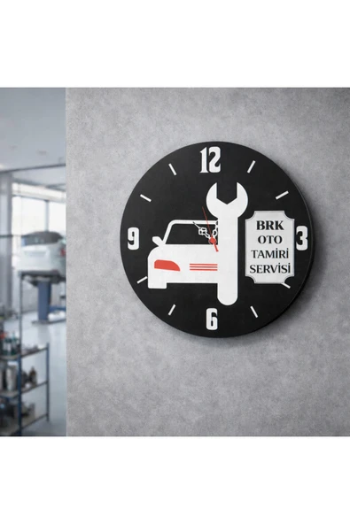 Oto tamiri ve servisi için şık kaliteli kişiye özel saat 40 cm no 4001 ürün görseli 1