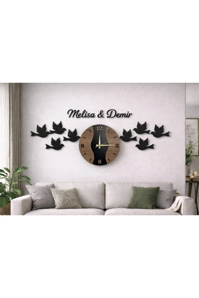 Duvar saati 40 cm kuş temalı kişiye özel modern ve tasarım no20012 ürün görseli 1