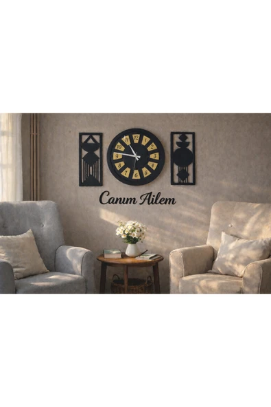 Salon saati 40 cm canım ailem temalı no 30 ürün görseli 1