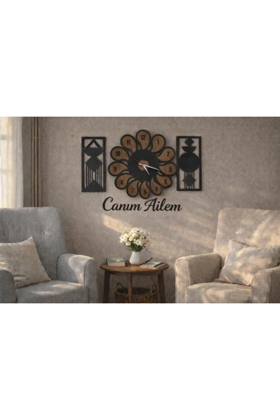 Duvar saati şık ve modern 40 cm çiçekler 30 cm no 70 ürün görseli 1
