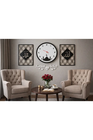 Salon için şık konbinli duvar saati 40 cm no 11 ürün görseli 1