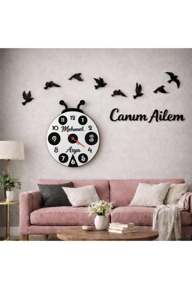 Duvar saati 40 cm çiçekler 30 cm kişiye özel no 55 ürün görseli 1