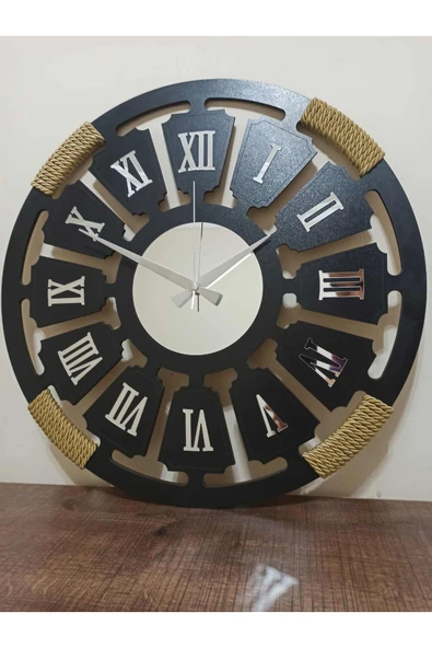 Siyah Dekoratif Dümen Duvar Saat 50 cm ürün görseli 1