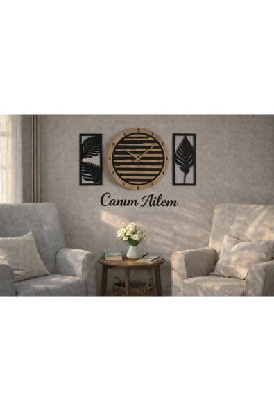 Duvar saati 40 cm çiçekler 30 cm şık ve modern no66 ürün görseli 1