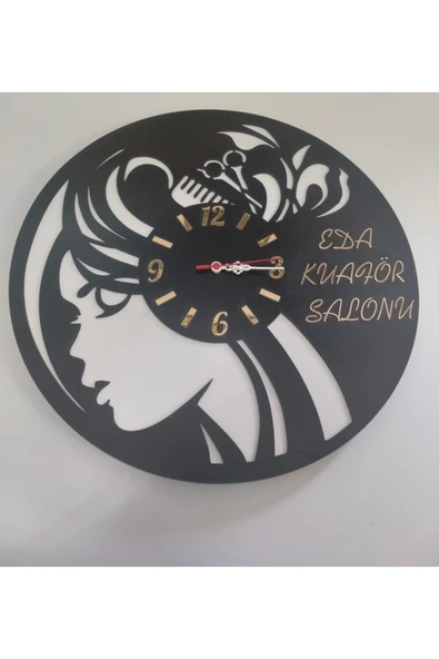 Kuaför Duvar Saati Muhteşem tasaım sağlam (3+3 mm) mdf (kaliteli) ürün görseli 1