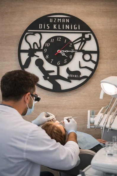 Diş kliniği ve dış hekimi için duvar saati kişiye özel no:100051 ürün görseli 1
