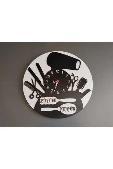 Kuaför ??Güzellik?? Merkezi 6 mdf Kişiye Özel İsim yazılı Duvar Saati yeni modelimiz ürün görseli 1