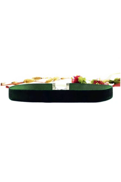 Yeşil Renk Kadife Kadın Choker Kolye ürün görseli 1