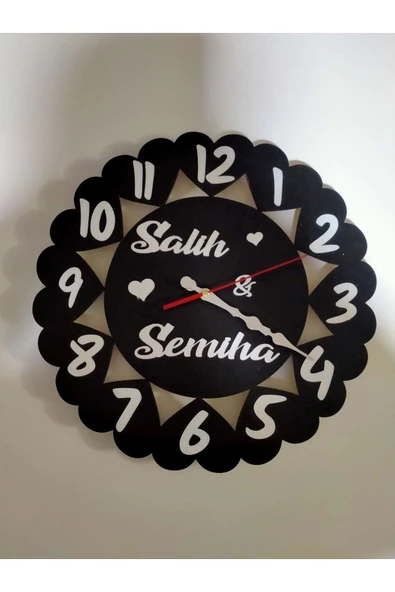 DUVAR SAATİ AİLE SADETİ TÜM AİLE BİREYLERİNİN İSMİ  YAZILI ürün görseli 1
